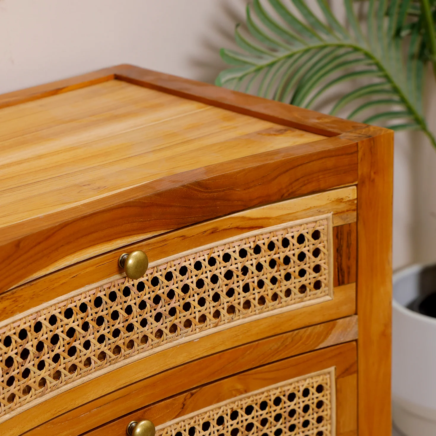 Wooden Nightstand In Teak Wood