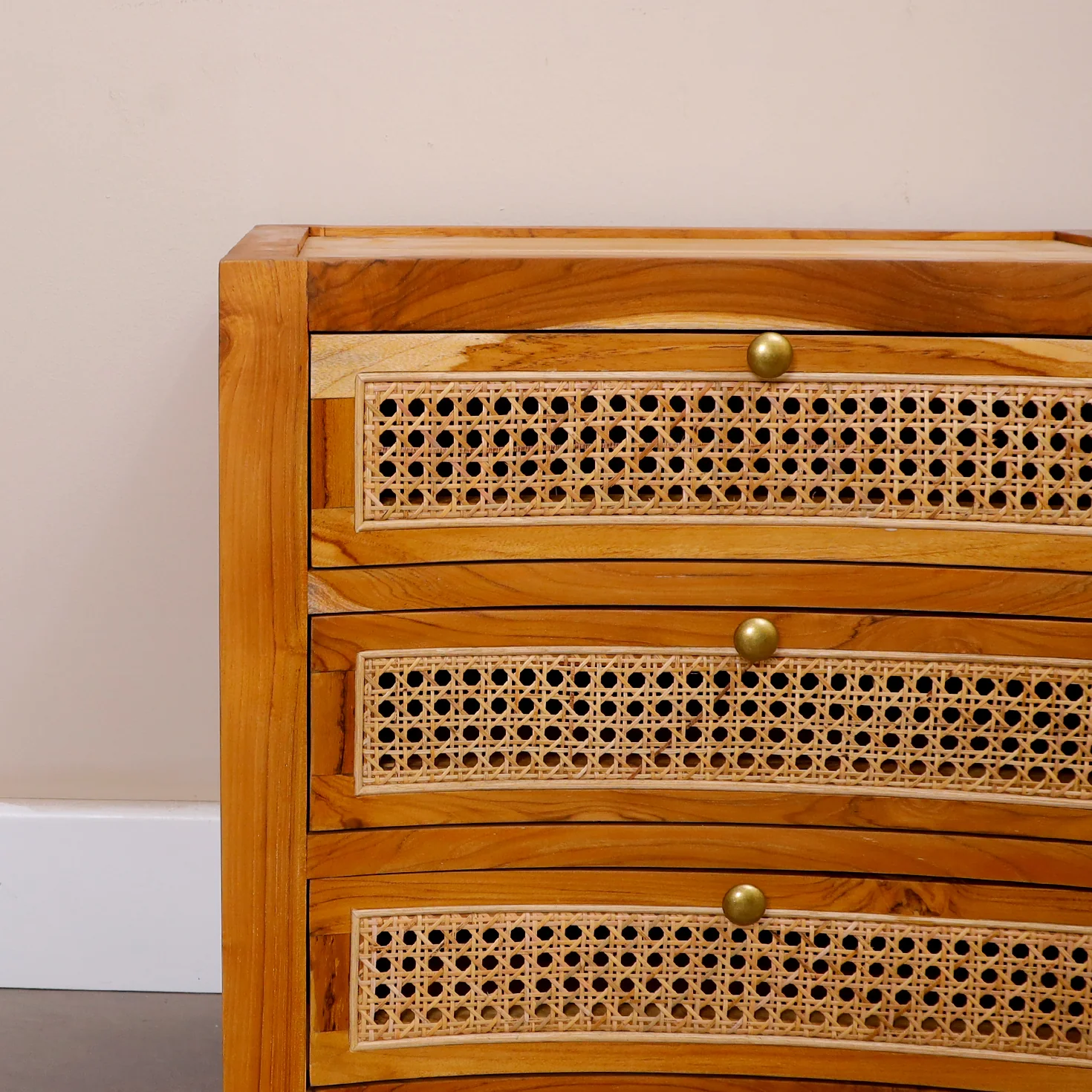 Wooden Nightstand In Teak Wood