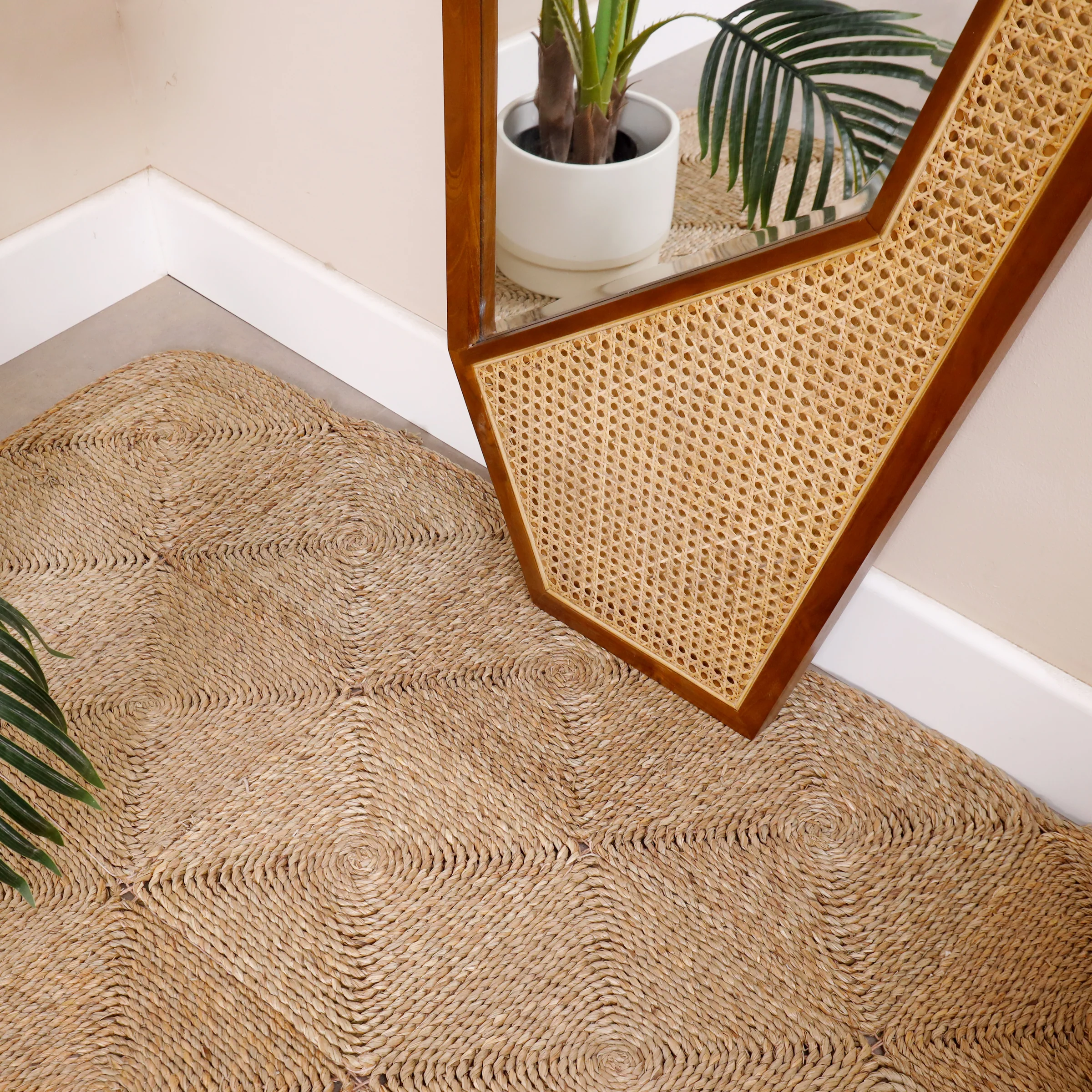 Geometric Wall Mirror In Teak Wood