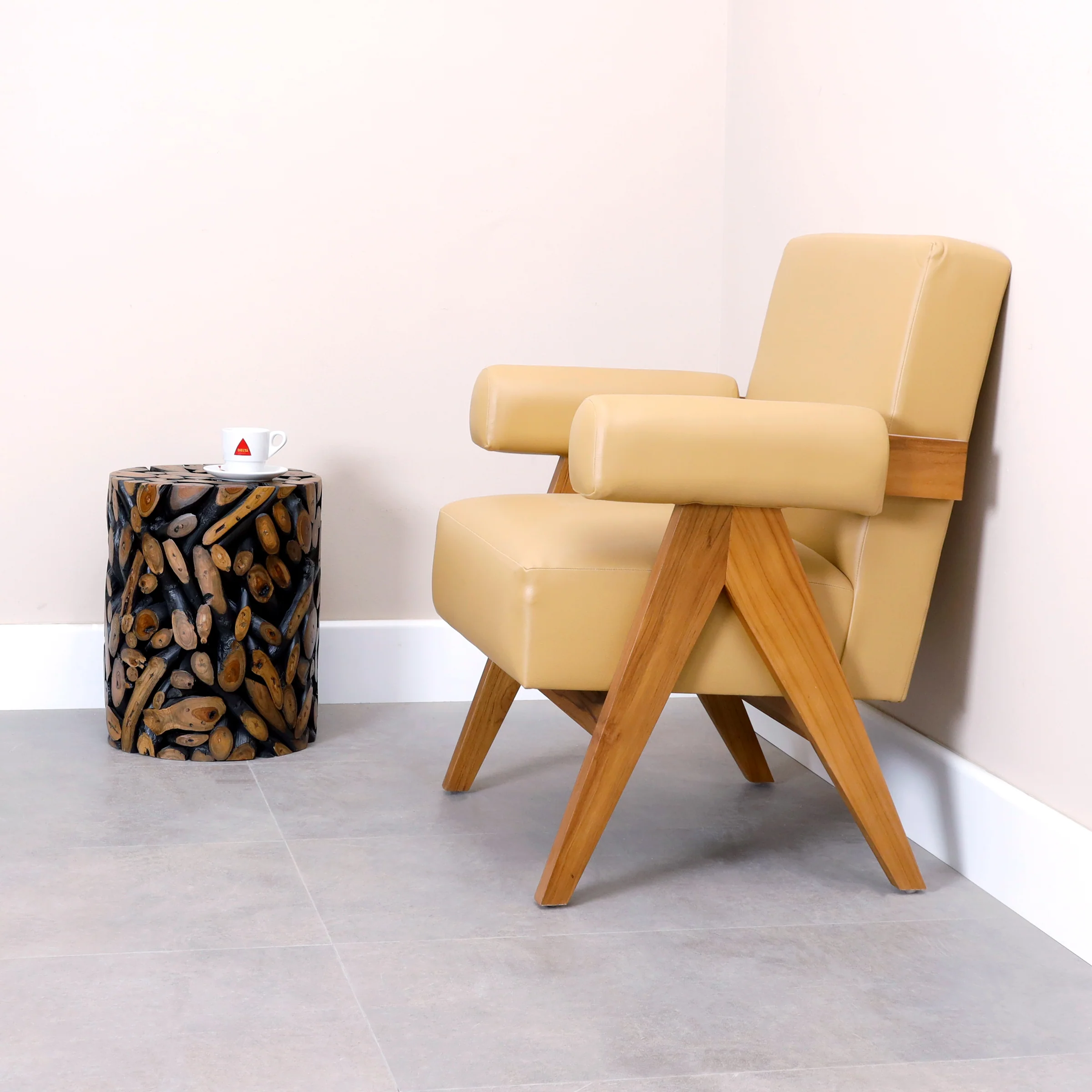 Modern Wooden Armchair In Teak Wood