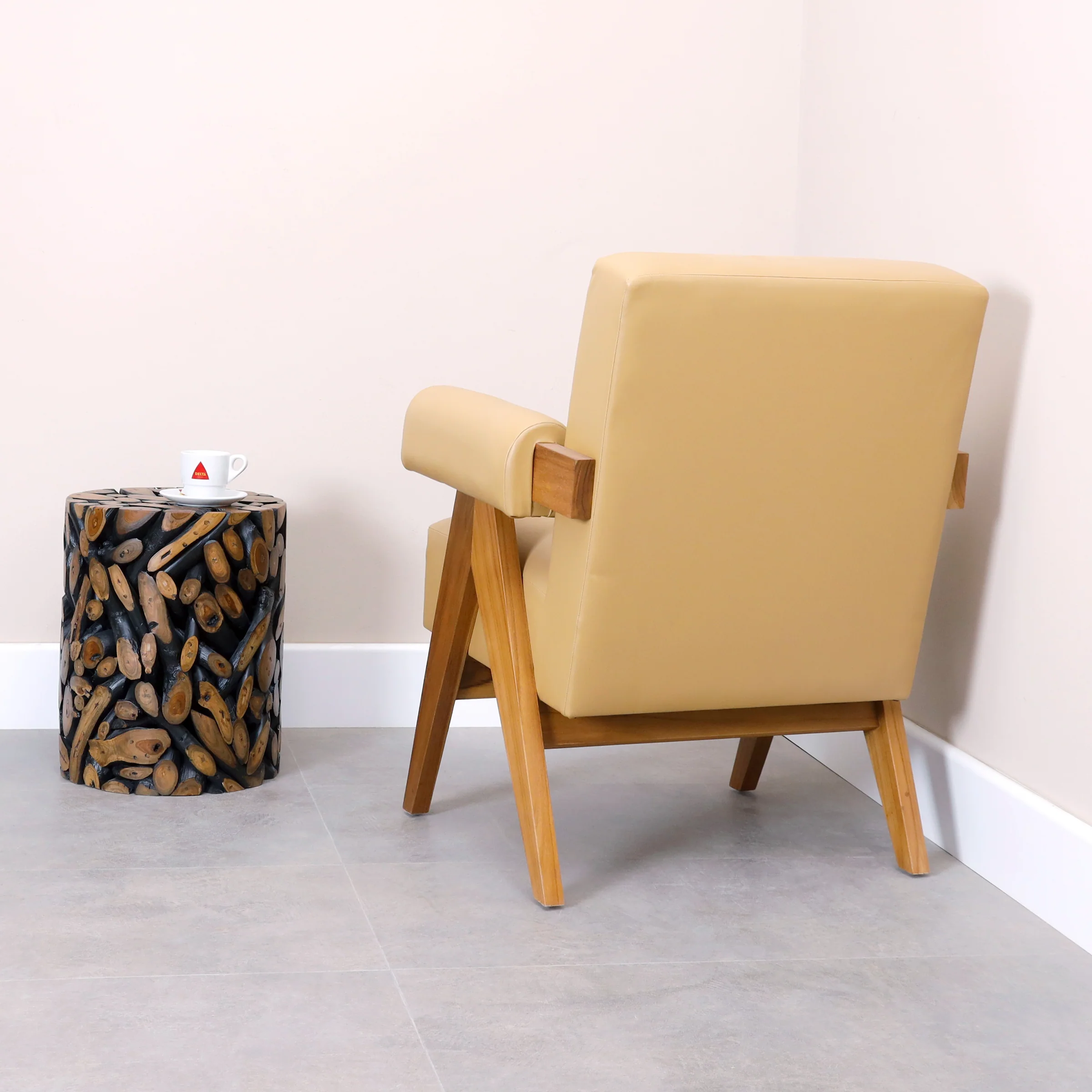 Modern Wooden Armchair In Teak Wood