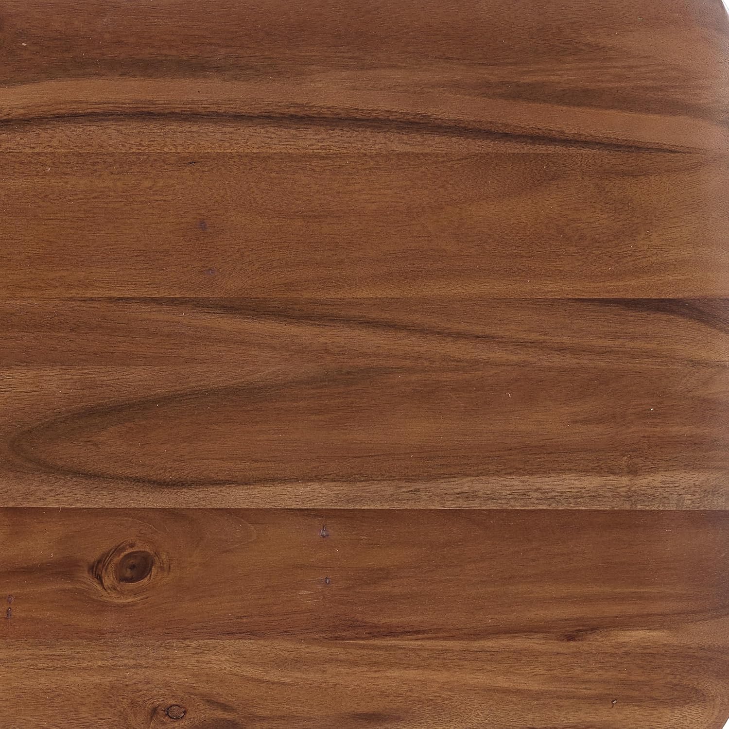 Calais Collection Set of 3 - Coffee Table and 2 Side Tables - Solid Acacia Wood Living Room Tables with Woven Shelves (Warm Chestnut)