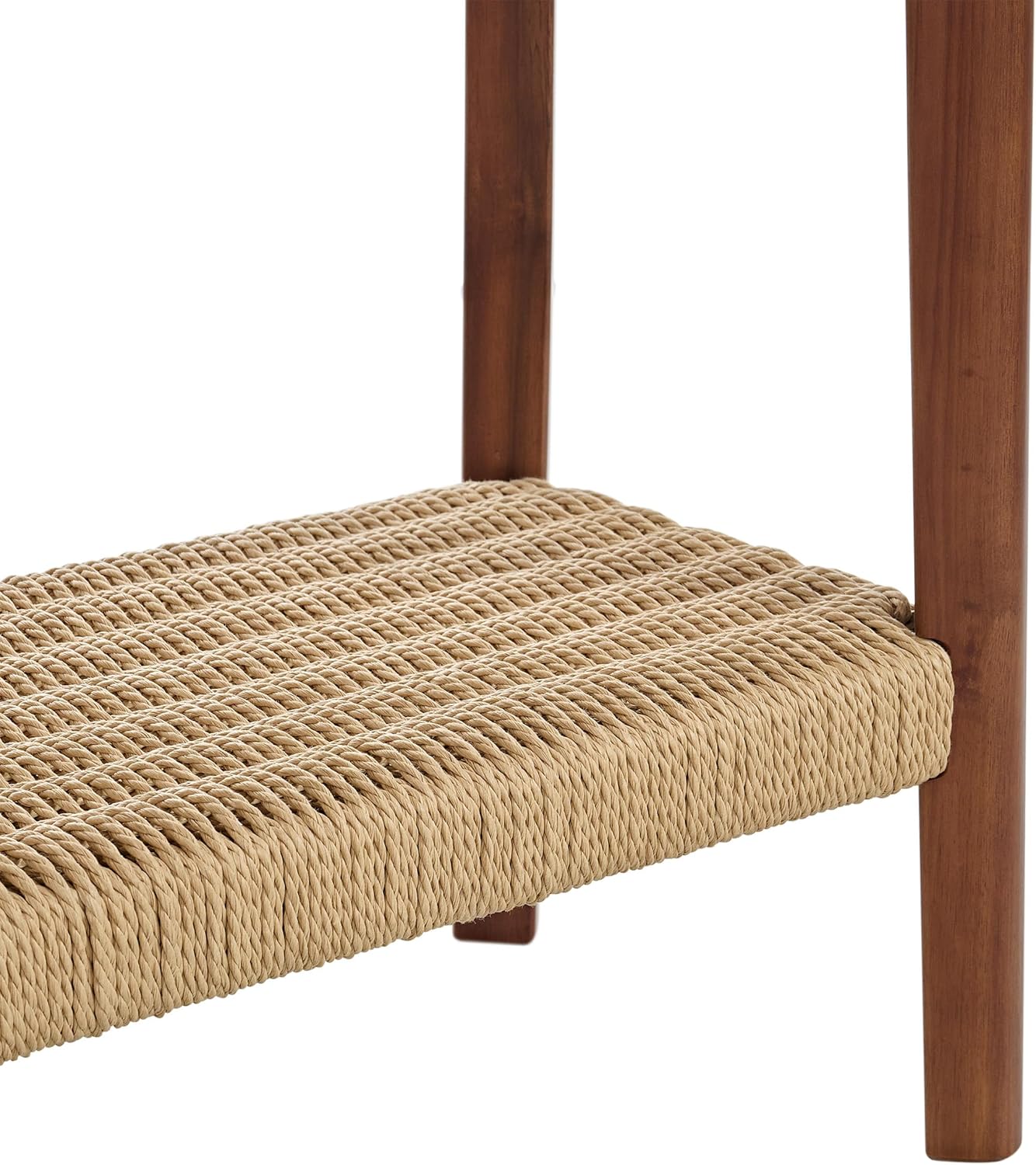 Console Table - Calais Collection 48-Inch Entryway Table with Woven Shelf - Solid Acacia Wood Modern Sofa Table (Warm Chestnut)