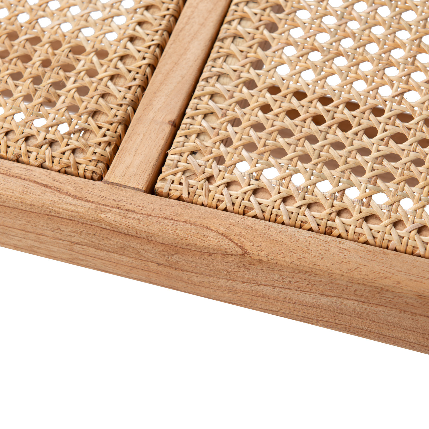 Wooden Bench with Caned Seat Two Seater