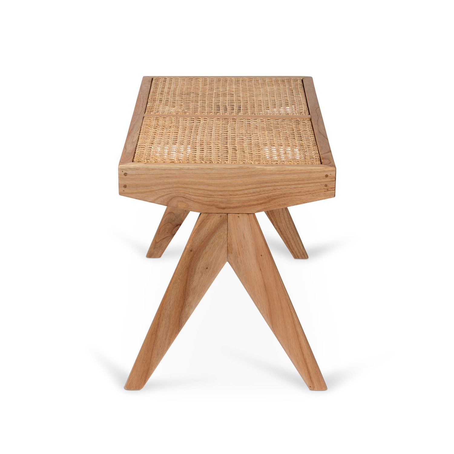 Wooden Bench with Caned Seat Two Seater