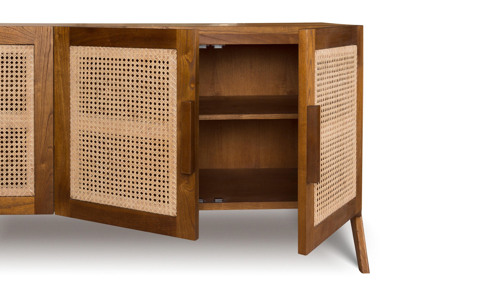 Wooden Sideboard with Rattan Doors