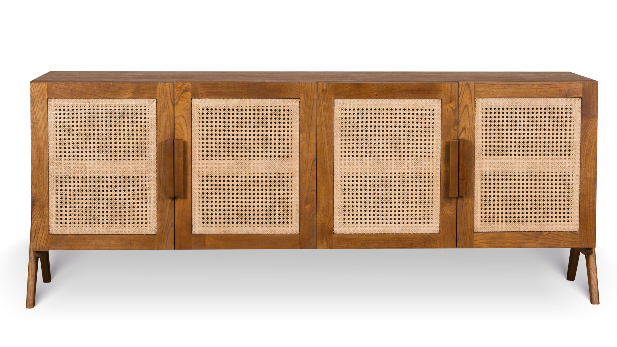 Wooden Sideboard with Rattan Doors