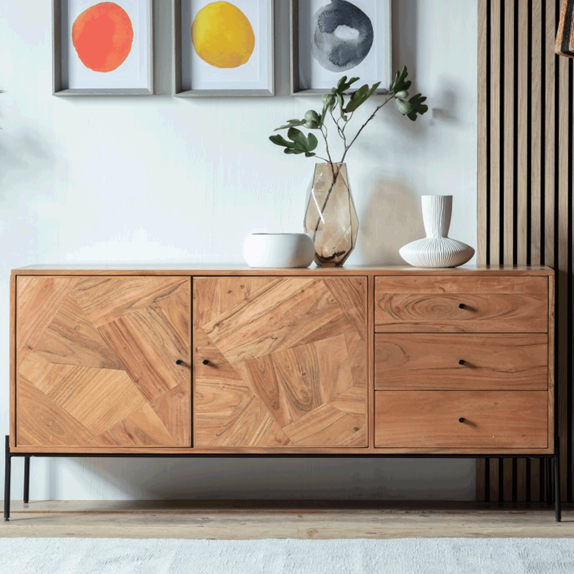 Modern Wooden Sideboard In Acacia Wood