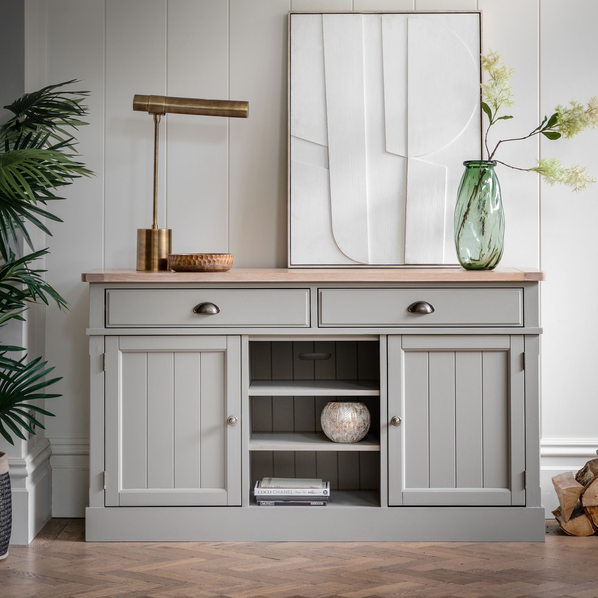 Modern Sideboard Franco Off-Grey 2 Door 2 Drawer Sideboard 140 x 45 x 80 cm