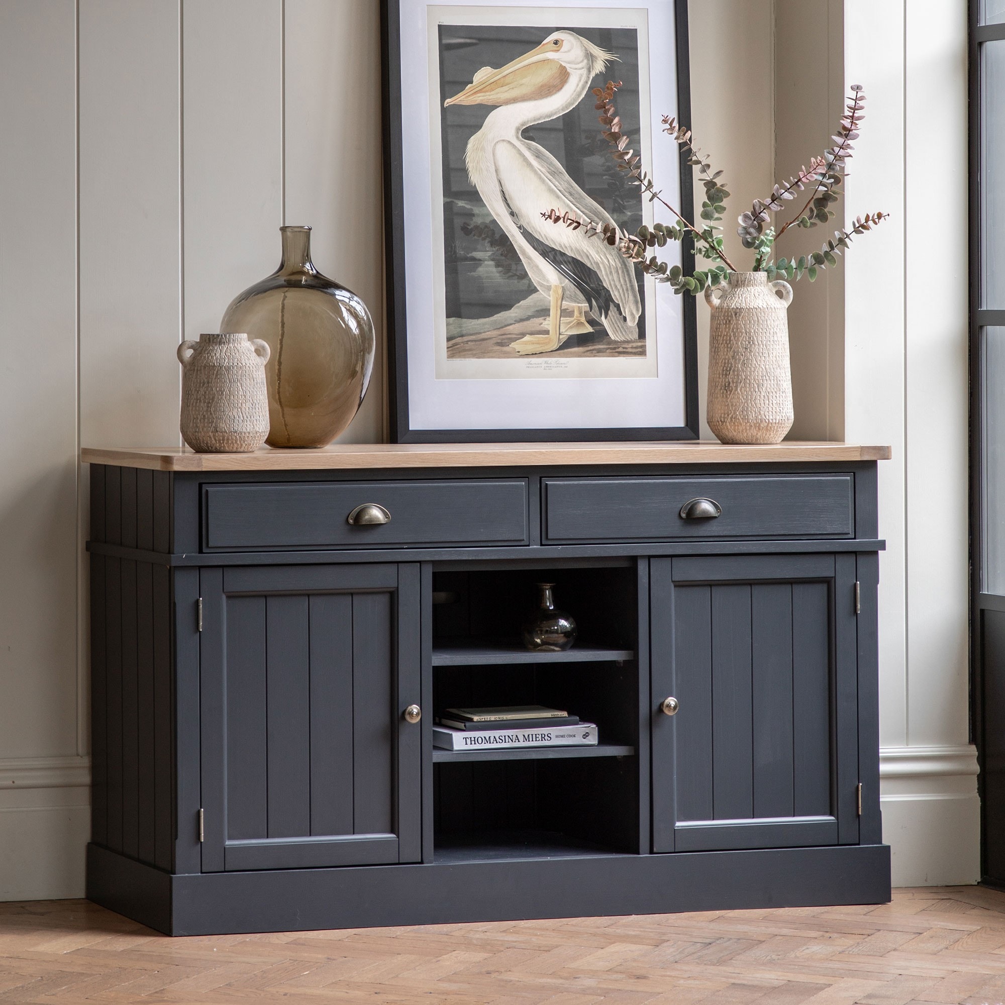 Classic Wooden Sideboard Franco Dark Blue 2 Door 2 Drawer Sideboard 140 x 45 x 80 cm