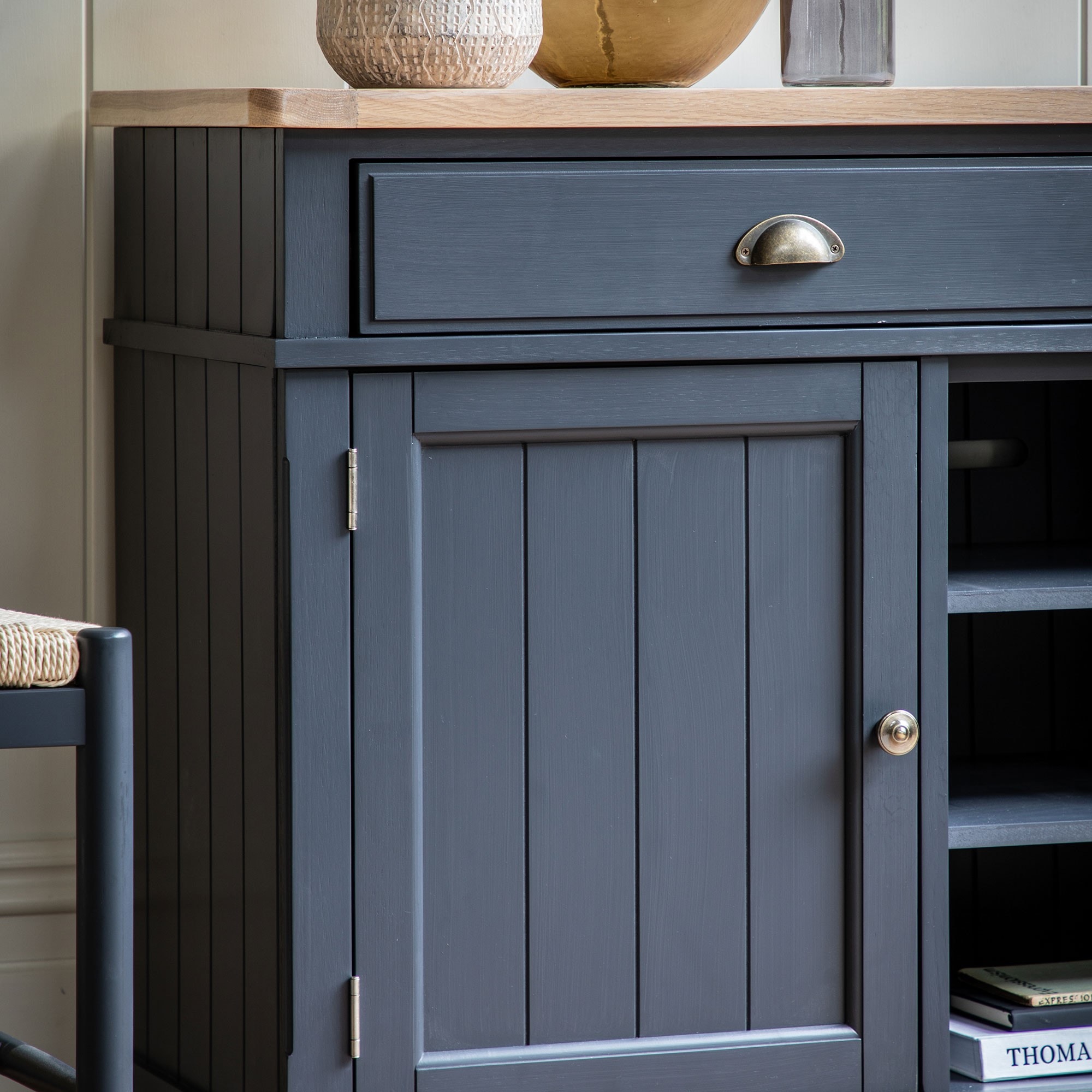 Classic Wooden Sideboard Franco Dark Blue 2 Door 2 Drawer Sideboard 140 x 45 x 80 cm