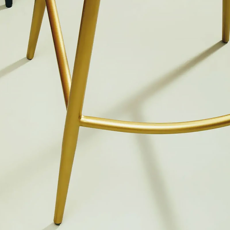 Set Of 2 Industrial Genuine Green Leather And Gold Metal Bar Stools