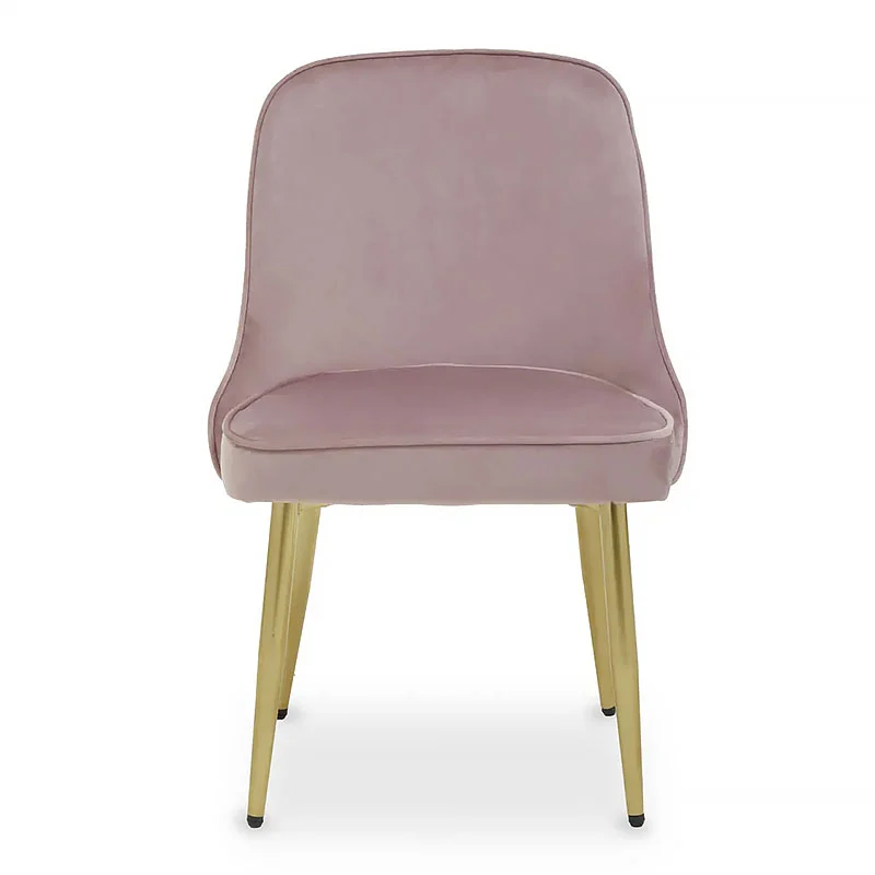 Set Of 2 Alexandria Dusky Blush Pink Velvet Dining Chairs With Gold Legs