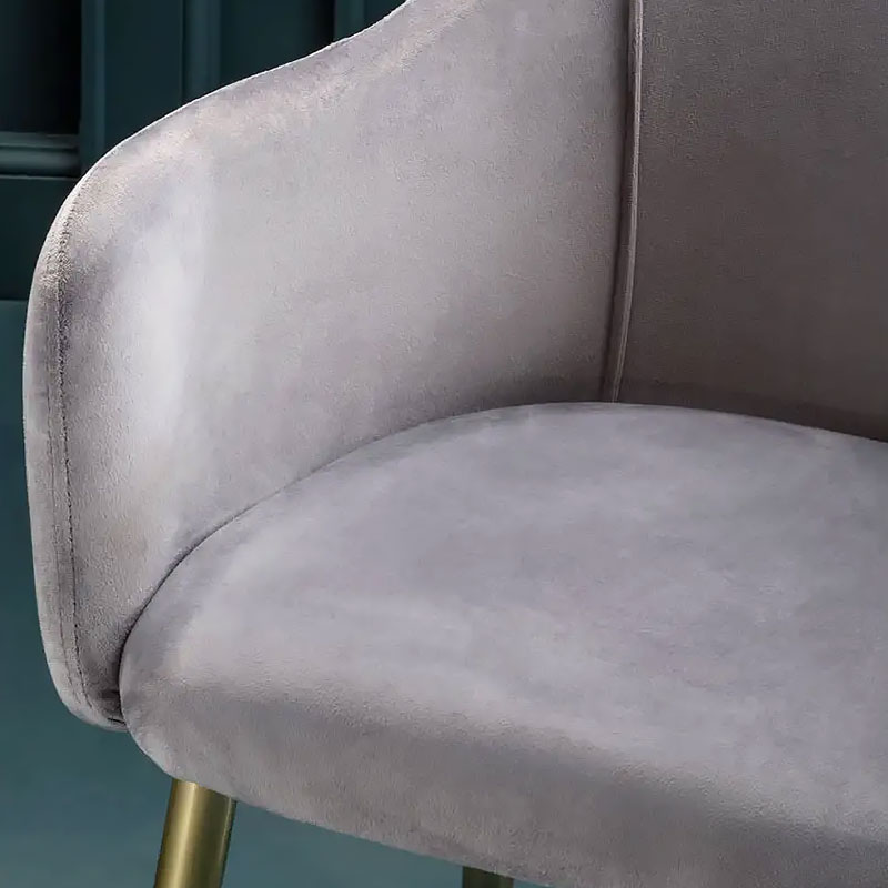 Set Of 2 Akita Grey Velvet Tub Dining Chairs With Gold Legs
