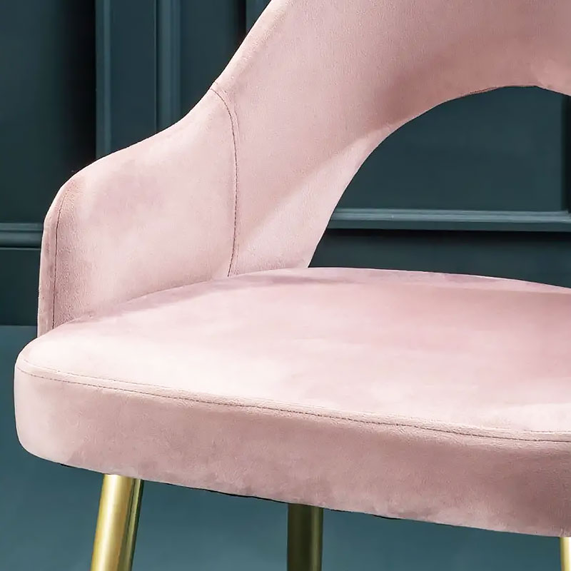 Set Of 2 Adelaide Dusky Blush Pink Velvet Dining Chairs With Gold Legs