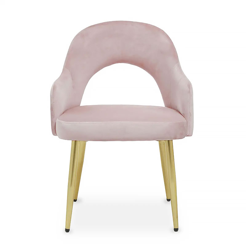 Set Of 2 Adelaide Dusky Blush Pink Velvet Dining Chairs With Gold Legs