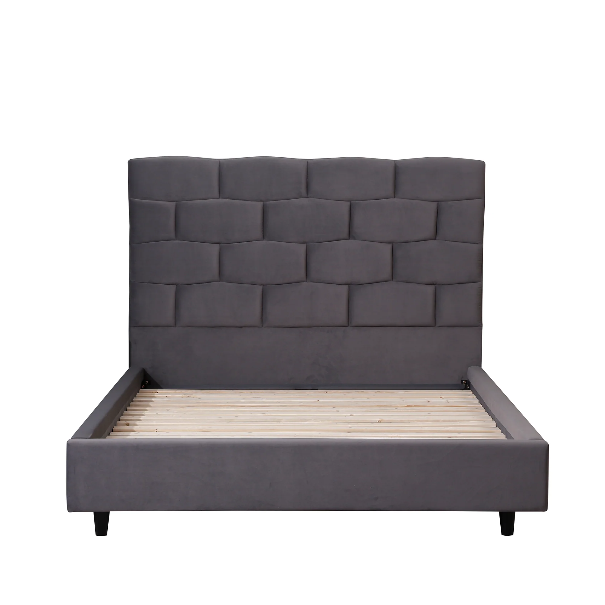 Elliot Velvet Queen Bed - Grey