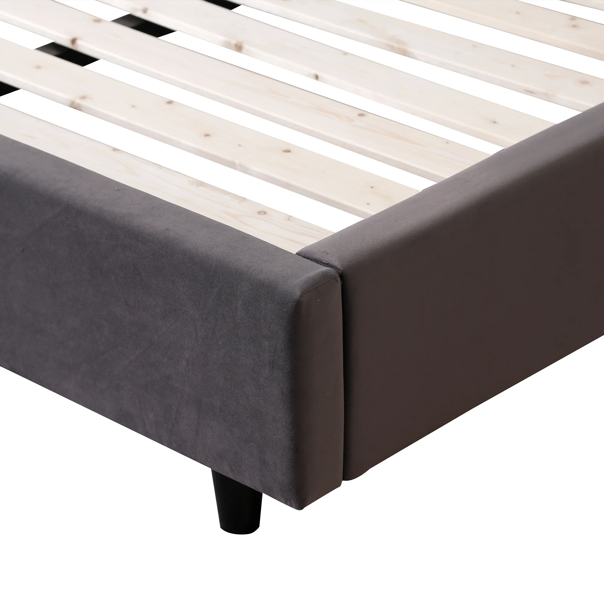 Elliot Velvet Queen Bed - Grey