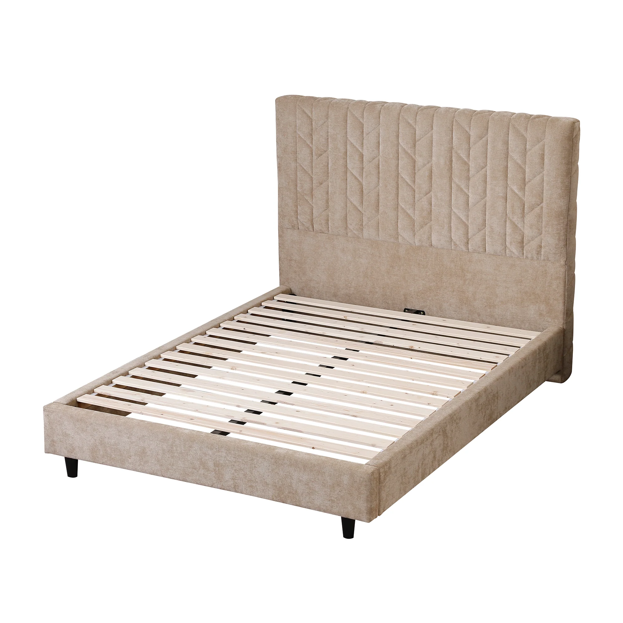 Elliot Velvet Queen Bed - Sand