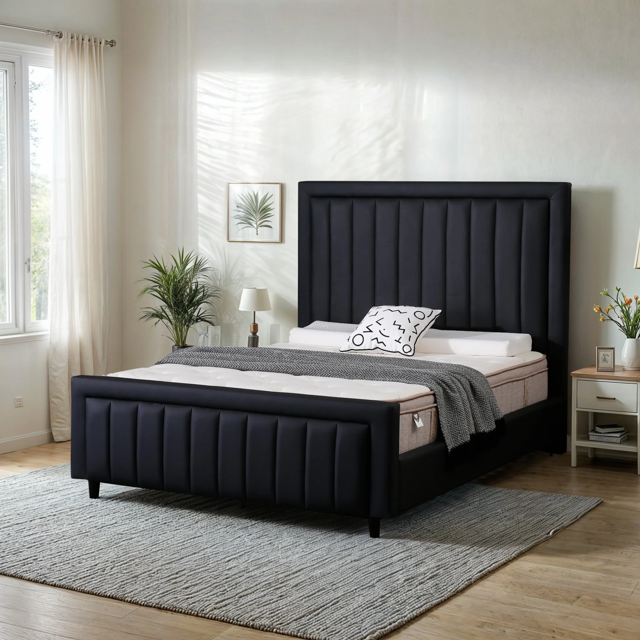 Brooklyn Leatherette Queen Bed - Black