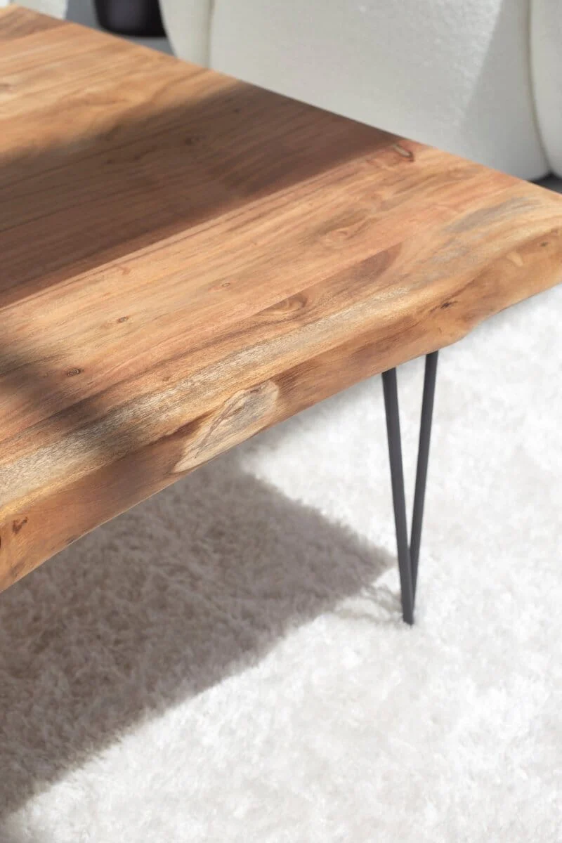 Helia Dark Acacia Coffee Table with Hairpin Legs