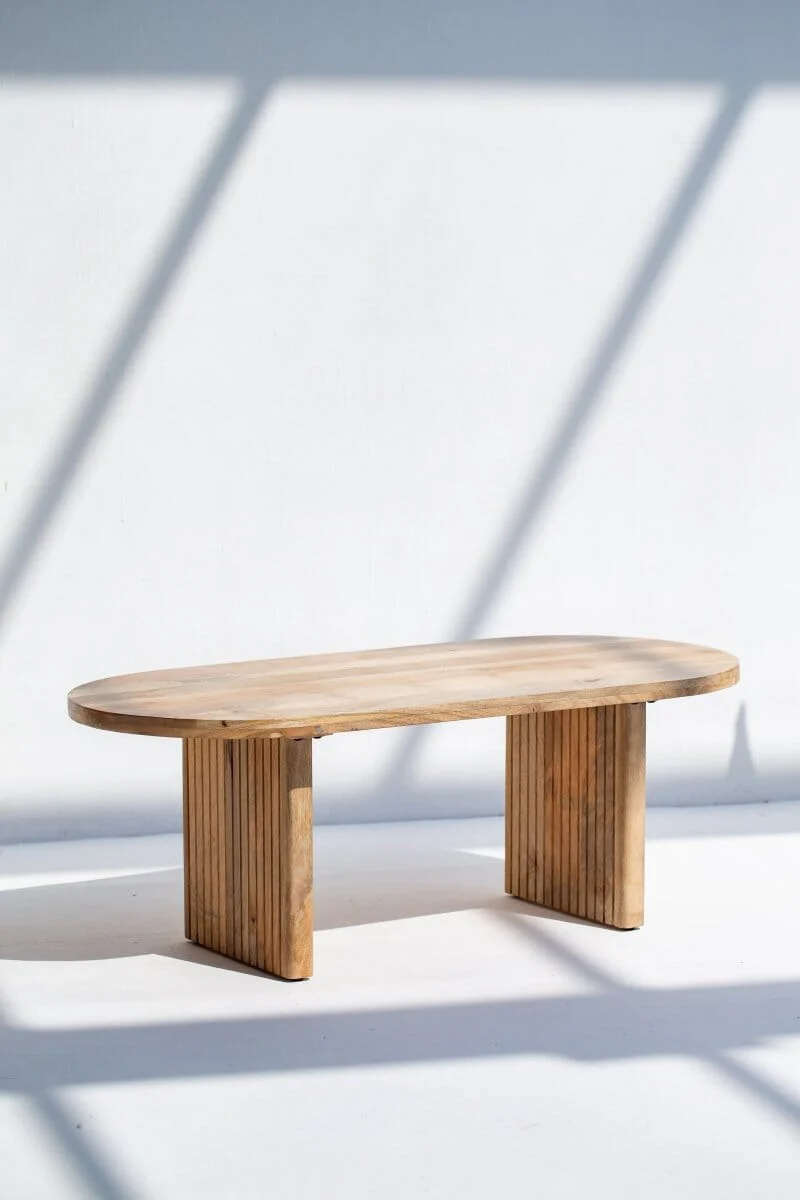 Oval Shape Wooden Coffee Table with Flat Legs