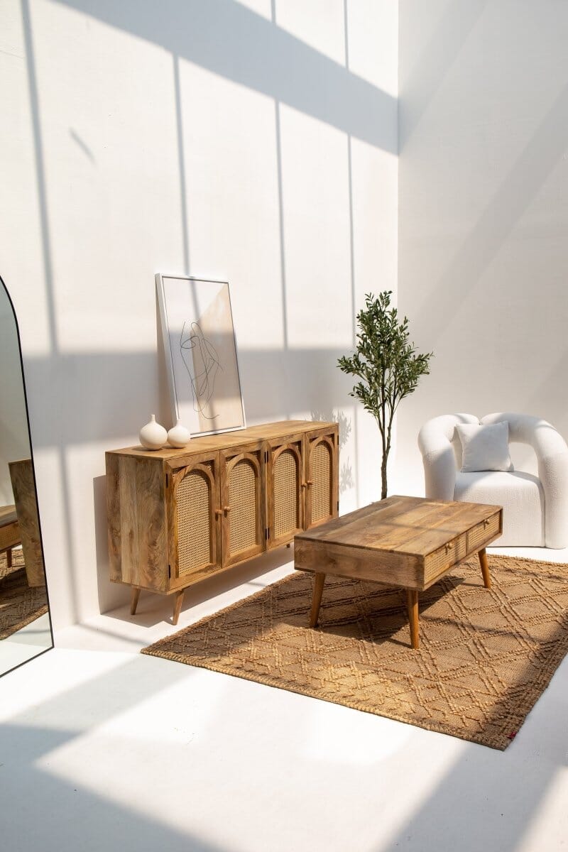 Oriana Four Doors Rattan Buffet with Arch Door Designs