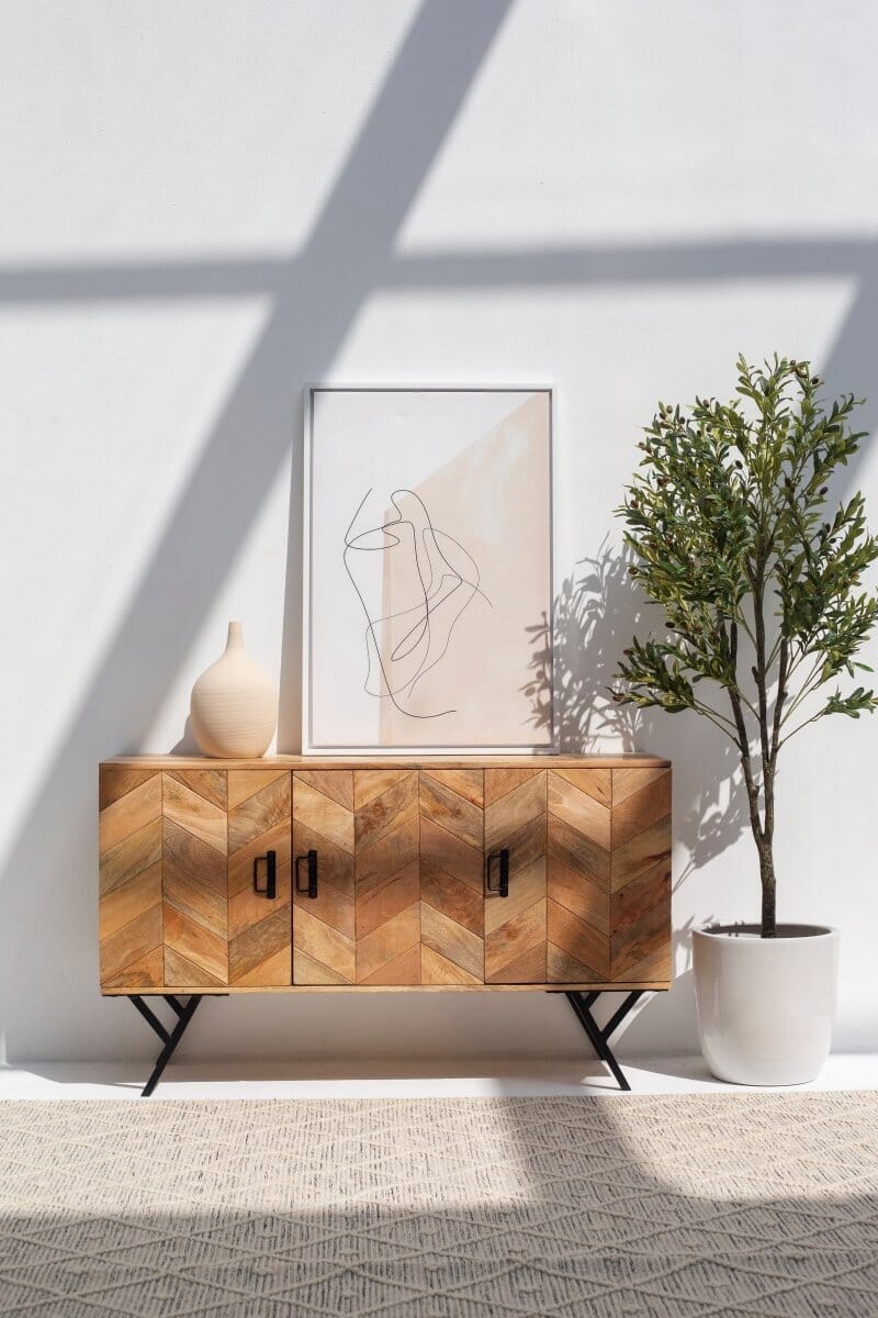 Modern Wooden Sideboard In Mango Wood