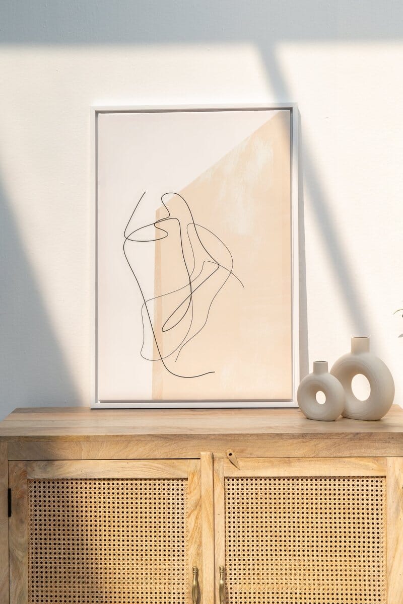 Wooden Cabinet with Cane Doors