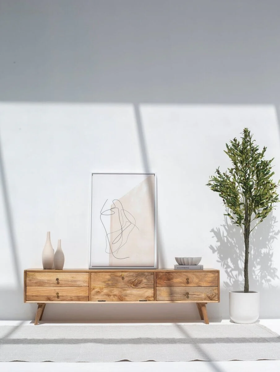 Vara Five Drawers Rattan Media Unit