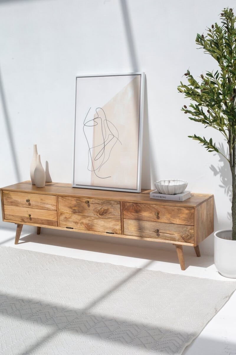 Vara Five Drawers Rattan Media Unit