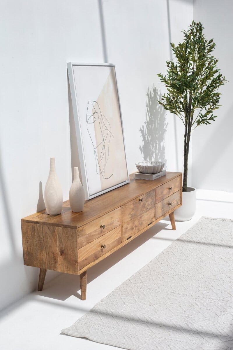 Vara Five Drawers Rattan Media Unit