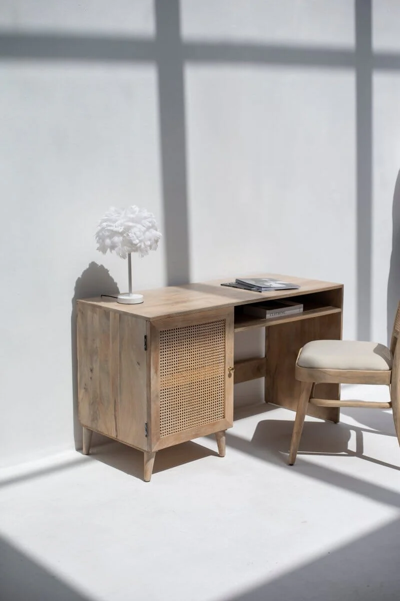 Austin Rattan Door Wooden Desk