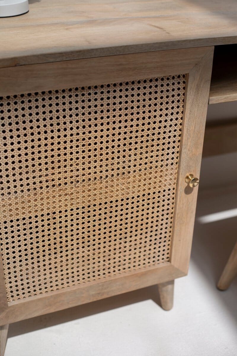 Austin Rattan Door Wooden Desk