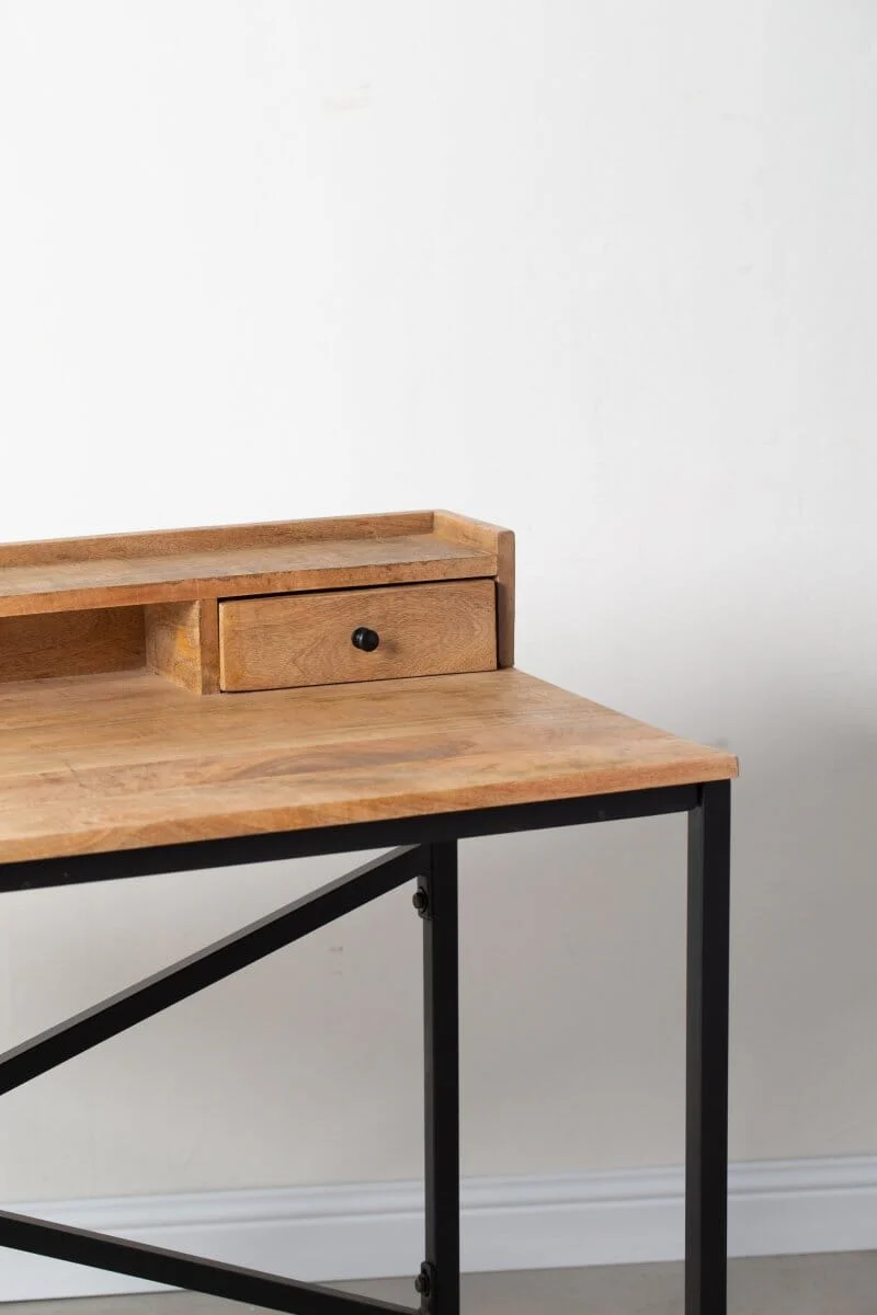 Itzel Wooden Desk with Black Legs