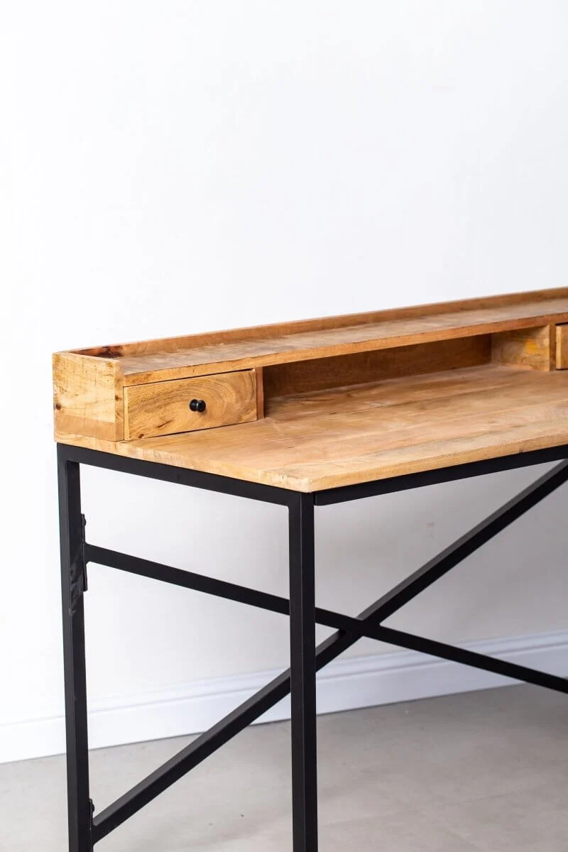 Itzel Wooden Desk with Black Legs