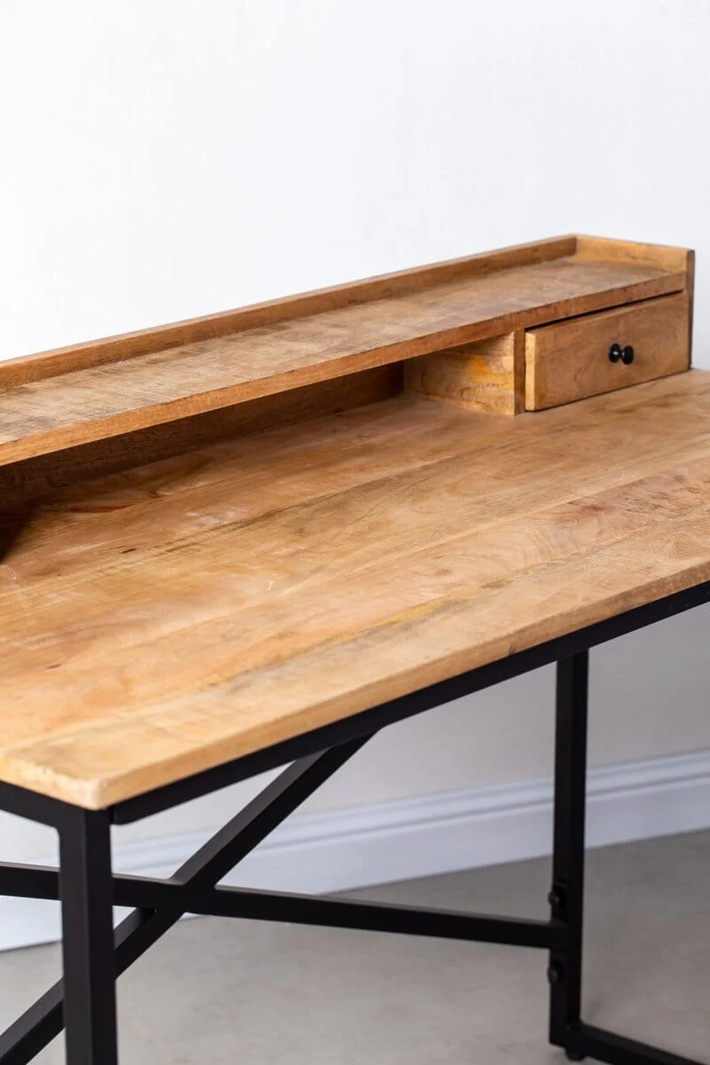Itzel Wooden Desk with Black Legs