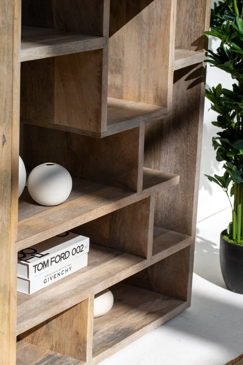 Wooden Geometric Bookshelf