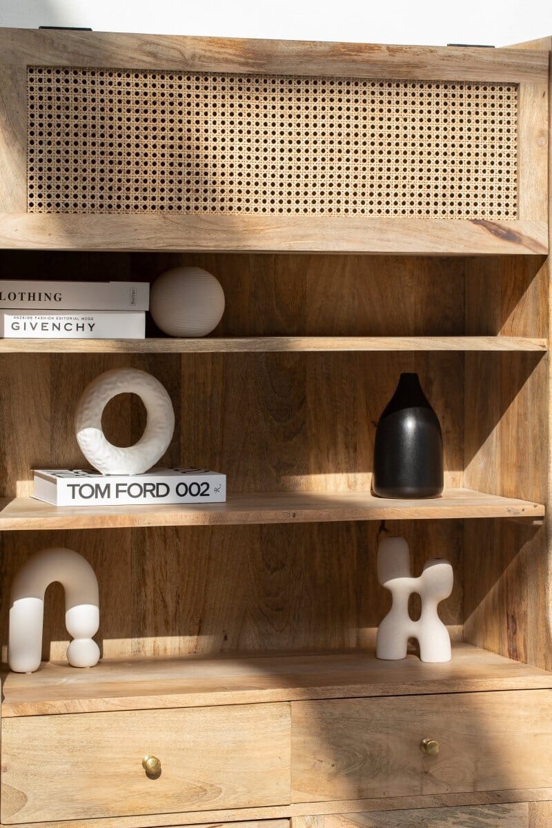 Wooden Bookshelf with  Display Cabinet