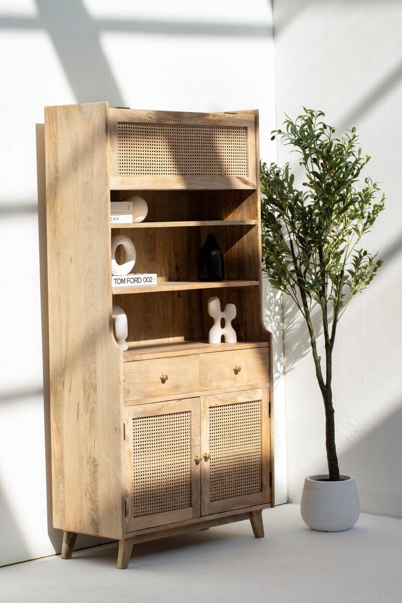 Wooden Bookshelf with  Display Cabinet