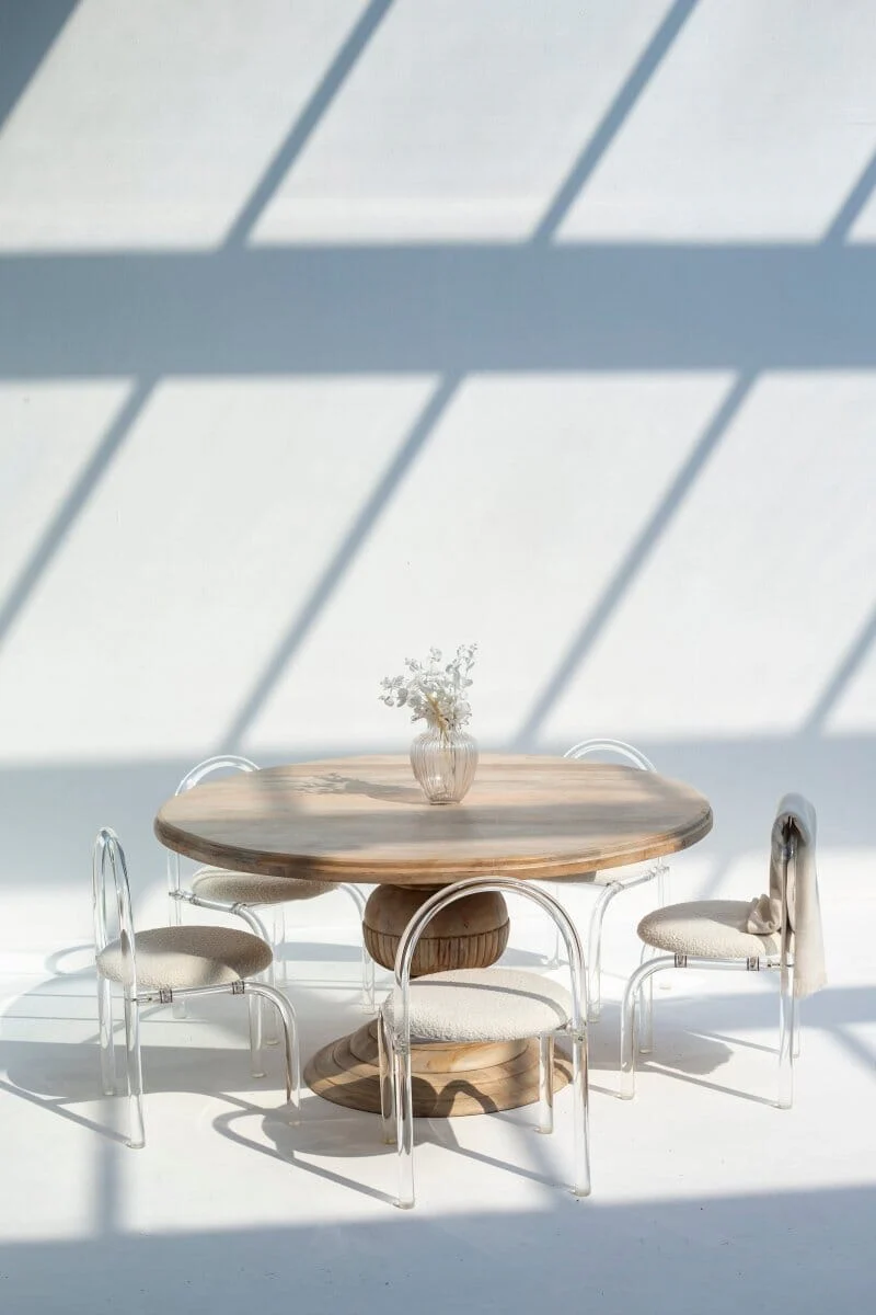 Giselle Wood Dining Table with Hourglass Leg Only Dining Table