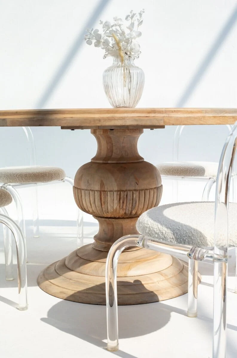 Giselle Wood Dining Table with Hourglass Leg Only Dining Table