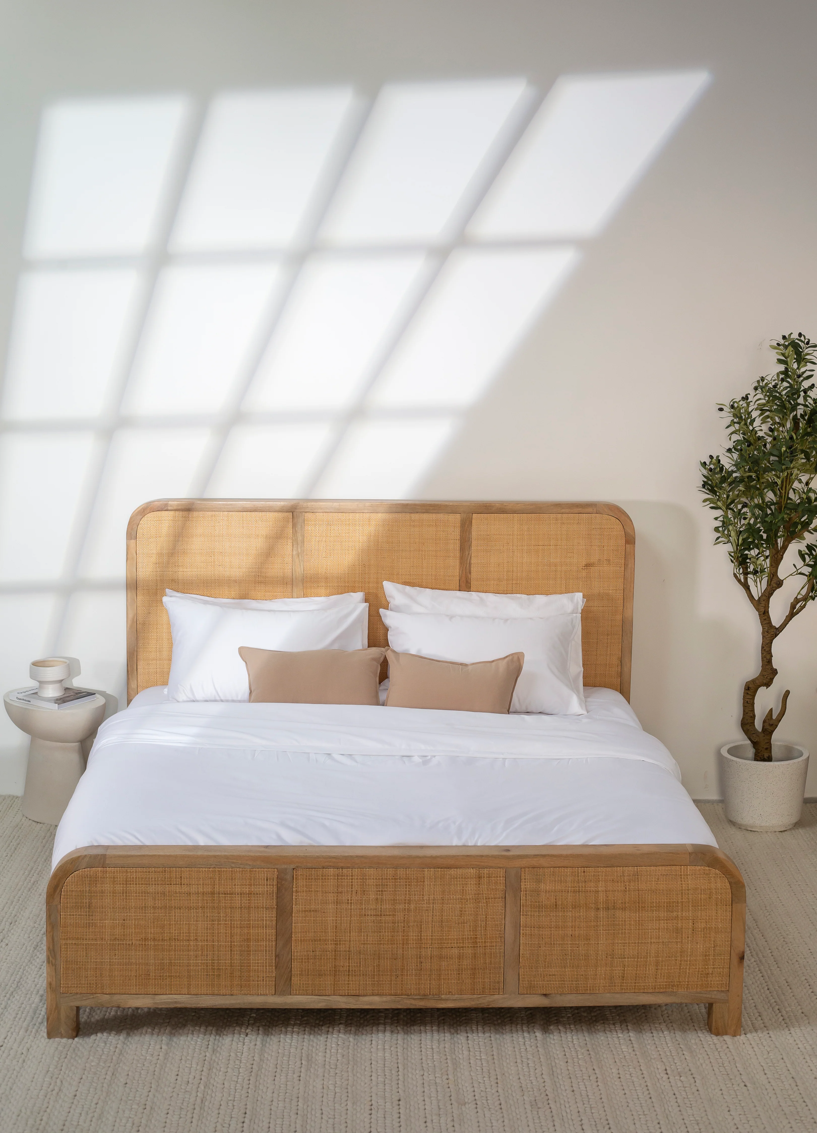 Honorine Rattan Mango Wood Bed