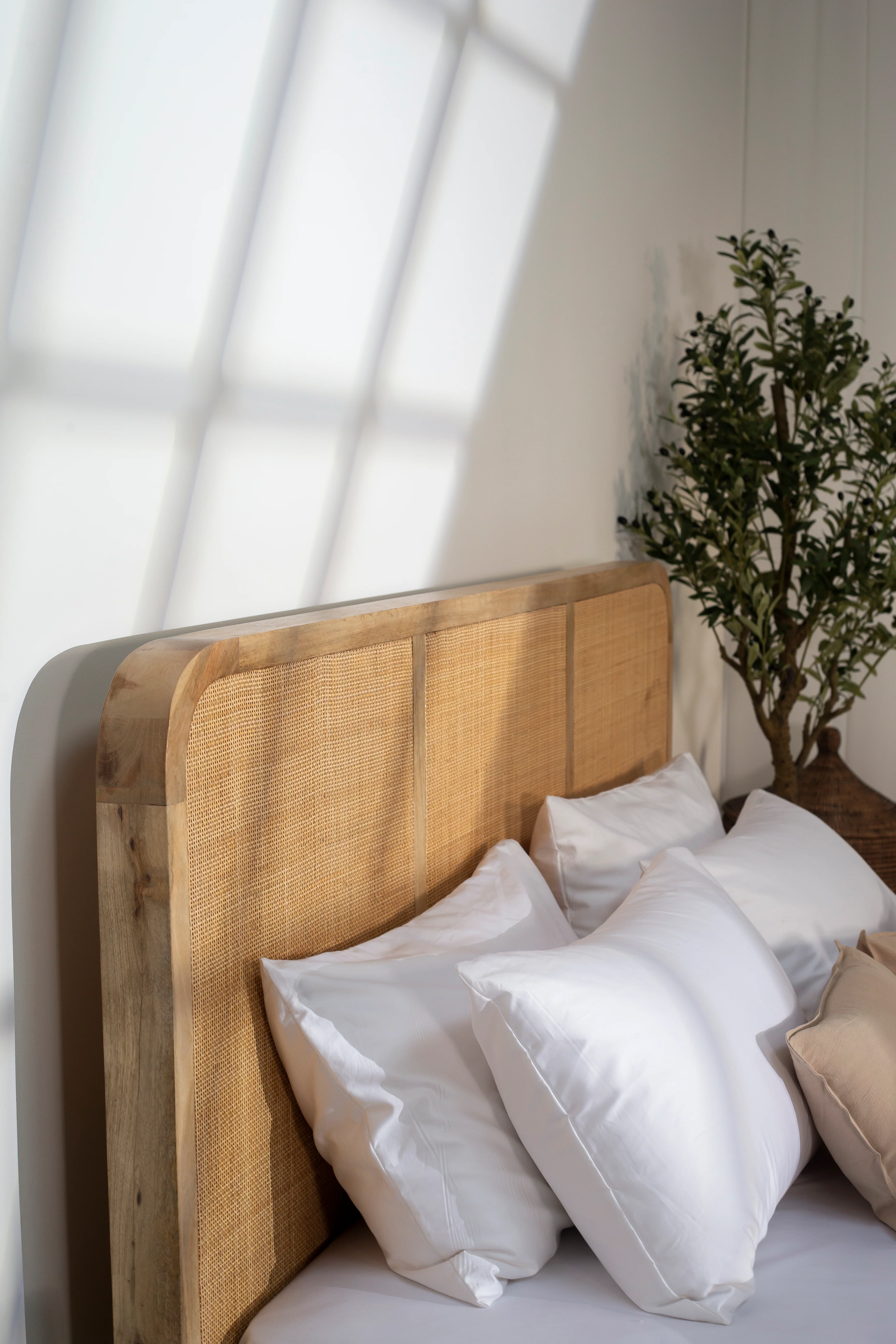 Honorine Rattan Mango Wood Bed