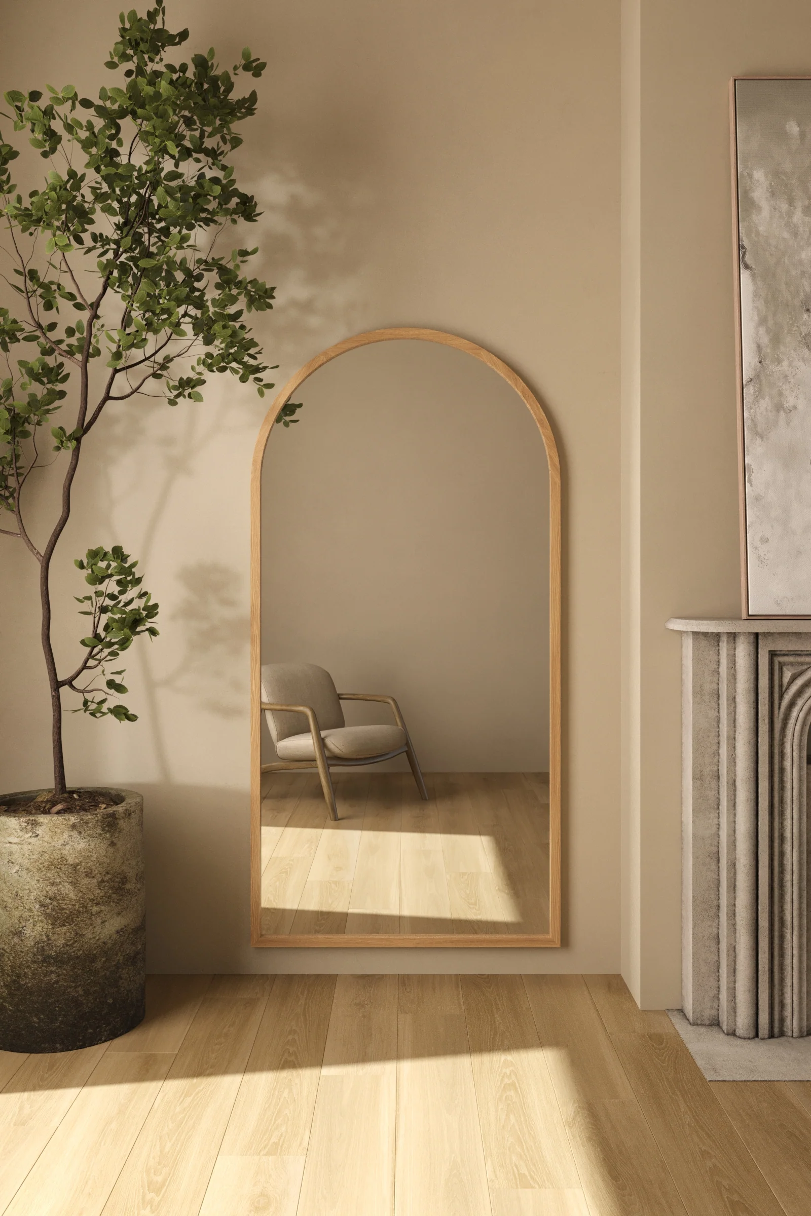 Eleanor Light Wood Arch Mirror