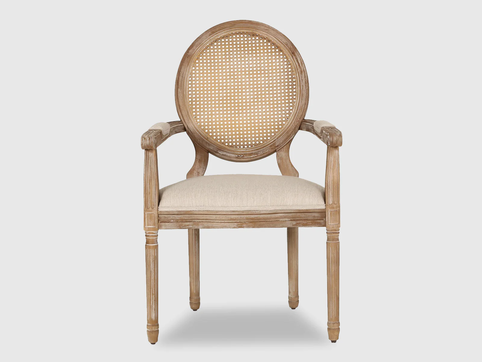 Furneezy Modern Rattan Solid Mango Wood Round 4 Seater Dining Table Set