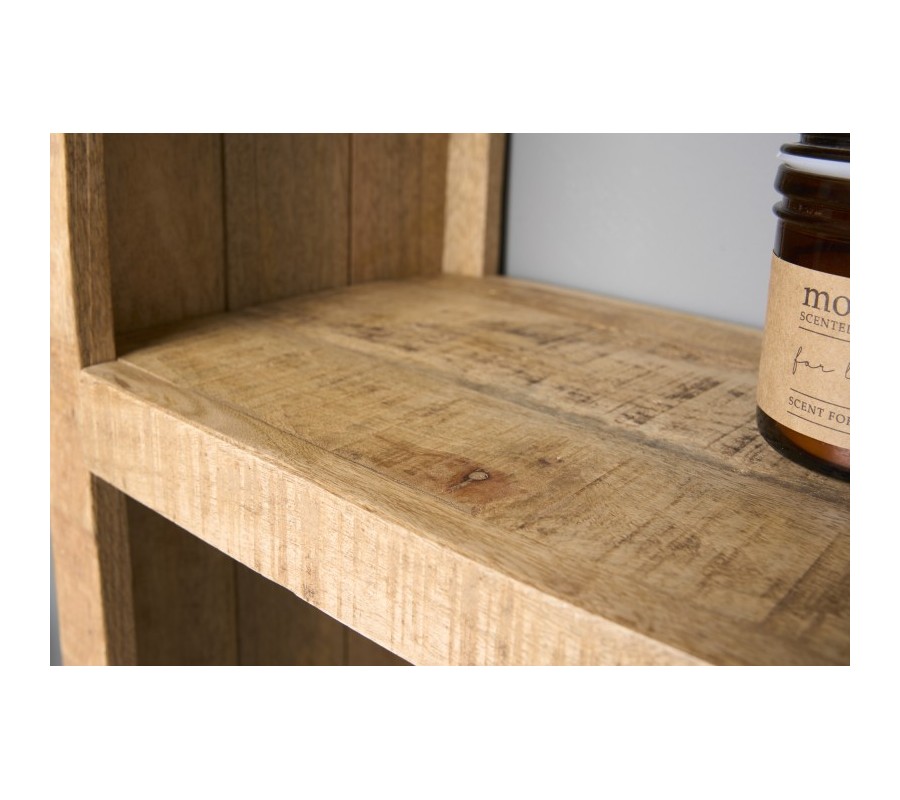 Industrial solid shelf Steele Craft made of mango wood with eight shelves and black metal legs 180cm