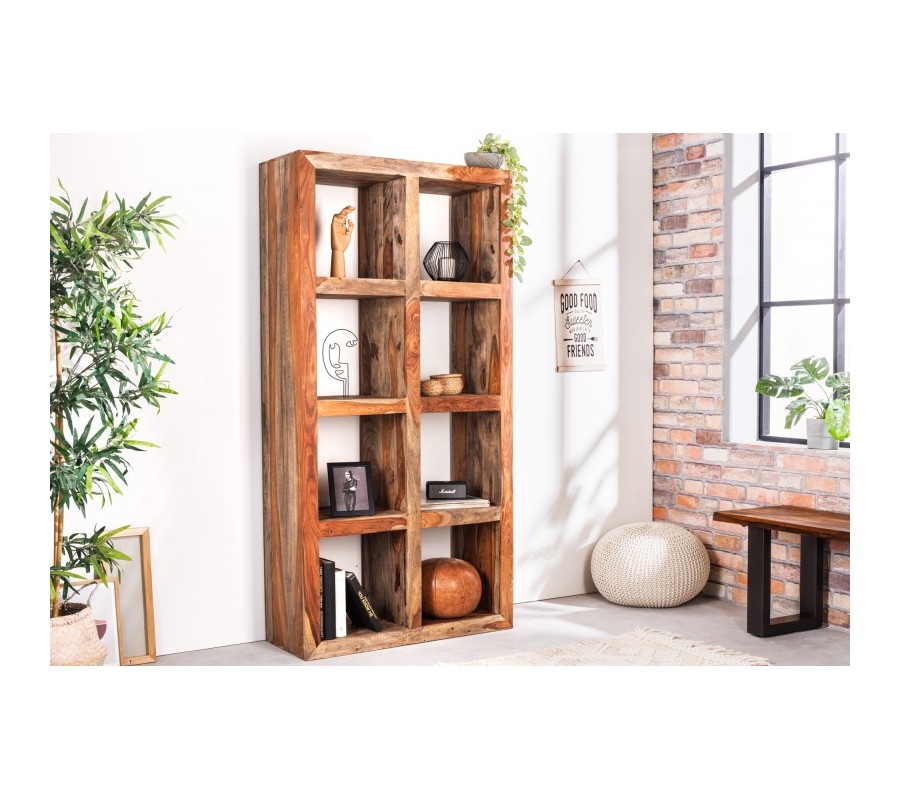 Massive Makassar designer shelf made of brown rosewood with eight shelves 180cm