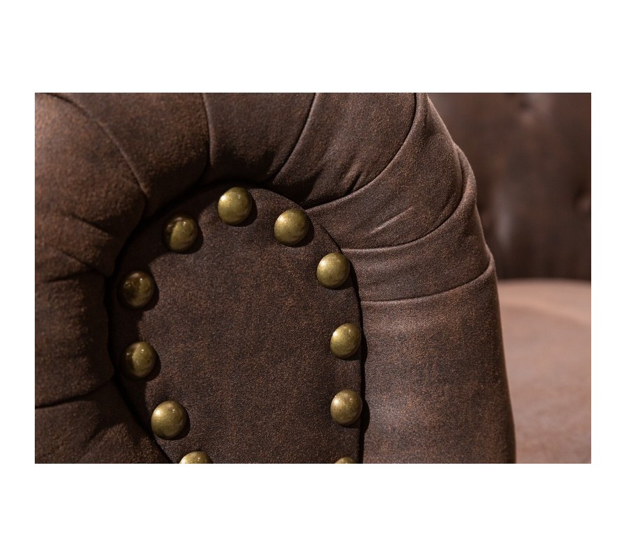 Chesterfield timeless brown three-seater lounger with designer stitching 205cm