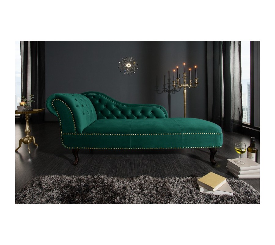 Modern Chesterfield chaise longue in green